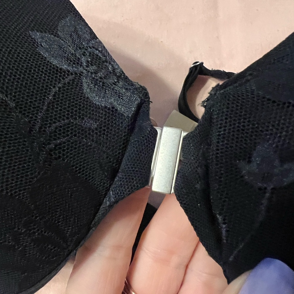 NWT Soma Erica Black Floral Front Closure Underwire Lined Bra 38D - Picture 5 of 10